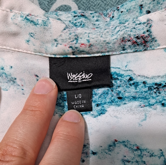 Trendy Mossimo teal watercolor splatter top, L - Picture 11 of 13